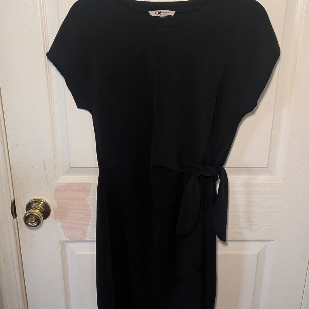 Cable & Gauge Black Midi Dress with Tie Waist